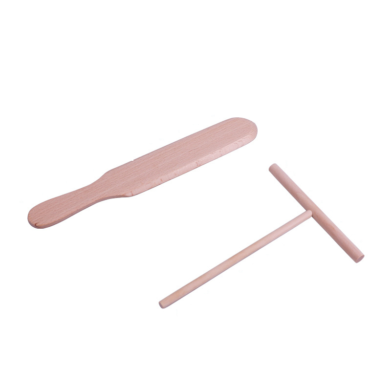 Máquina para hacer crepes de madera, esparcidor de masa para panqueques, espátula, herramienta para esparcidor de panqueques, herramienta para cocinar y hornear, utensilios de cocina: Plata