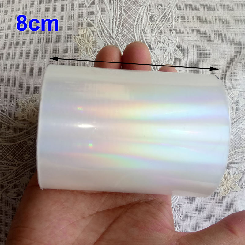 Folia holograficzna przezroczysta folia tłuczone szkło folia robić gorącego tłoczenia na prasie papierowej lub z tworzywa sztucznego 16cm 21cm 64cm szerokość 120m długości: 8cm plain tęcza
