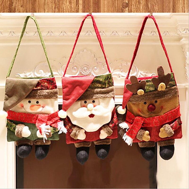 Most Popular Decoration Candy Bag And Socks Santan Bag Cute Santan Shape Storage Bag Household Christmas 2 In 1