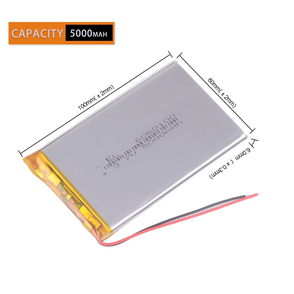 6060100 3.7V 5000mAh Rechargeable Li polymer Li ion battery For power bank DVR table pc