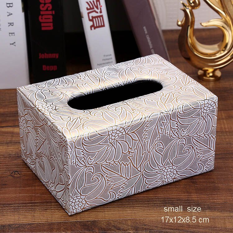 Pu en houten rechthoekige verwijderbare thuis auto tissue box deksel zakdoekendoos auto papier opbergruimte thuis bruiloft decoratie 527: Kleine propbloemen