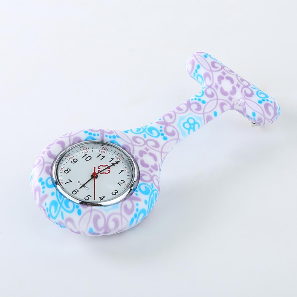 Reloj de enfermera con esfera redonda, reloj con números arábigos, de silicona, galvanoplastia, , broche de enfermera para Hospital