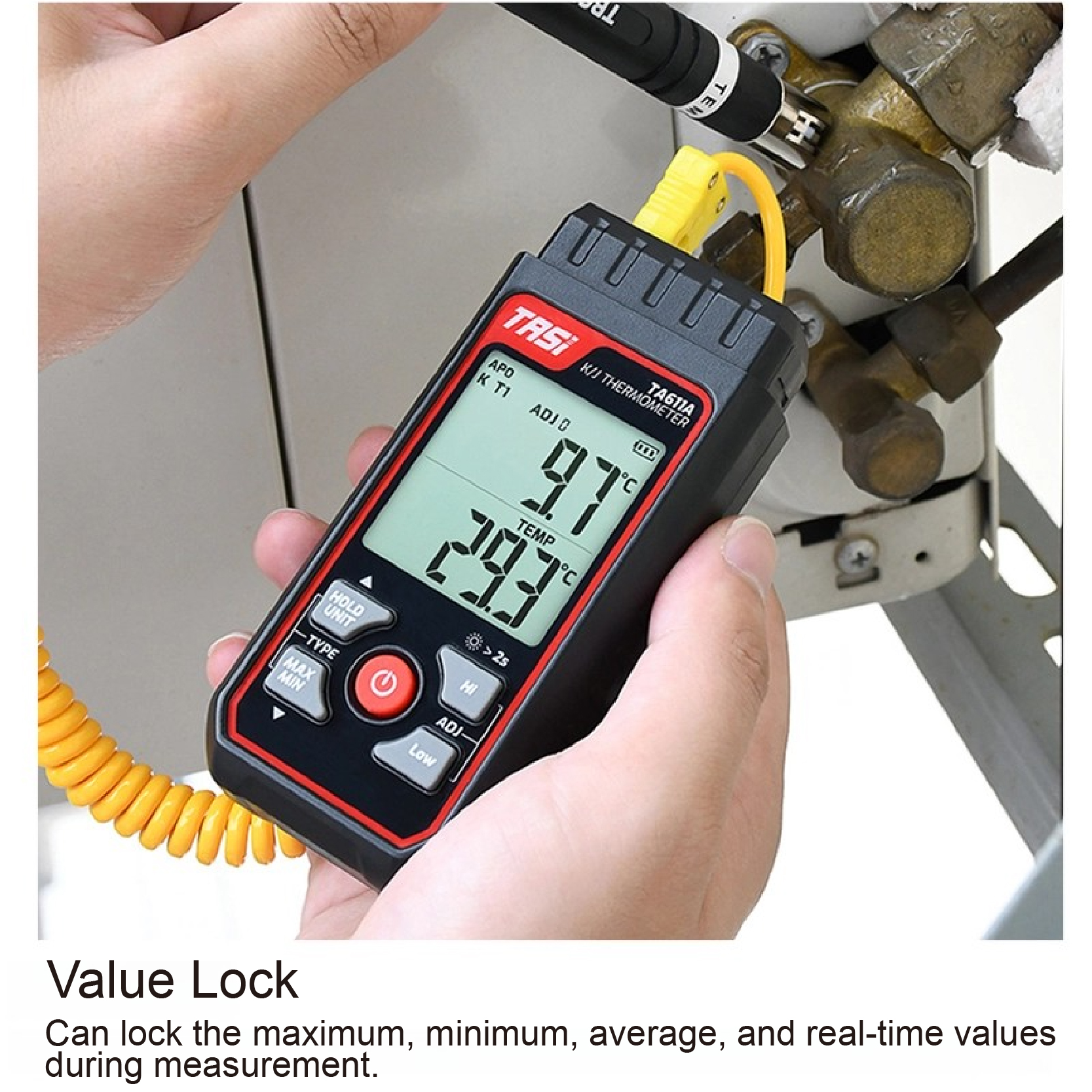 TA611A Single Channel K Type Thermocouple Thermometer High Precision Digital Surface Temperature Gauge with Contact Probe