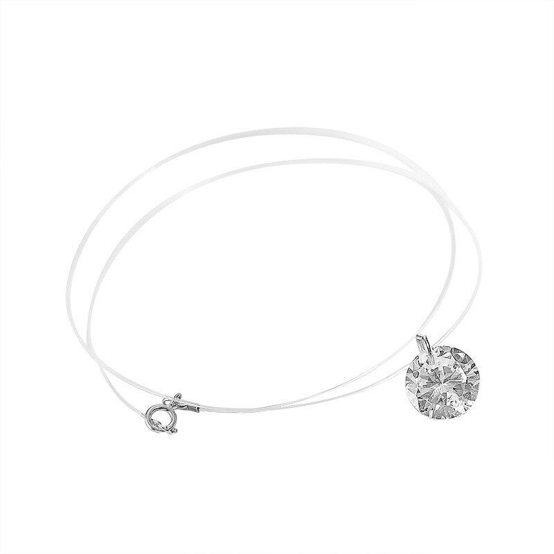 Inzatt Echt 925 Sterling Zilveren Vislijn Leuke Geometrische Zirkoon Hanger Ketting Fijne Sieraden Romantische Choker Voor Vrouwen