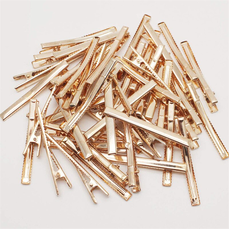 10pcs 5mm Width Gold Metal Alligator Single Prong Hair Clips Teeth Hairpins For DIY Bows Jewelry Making Accessories Women Girl