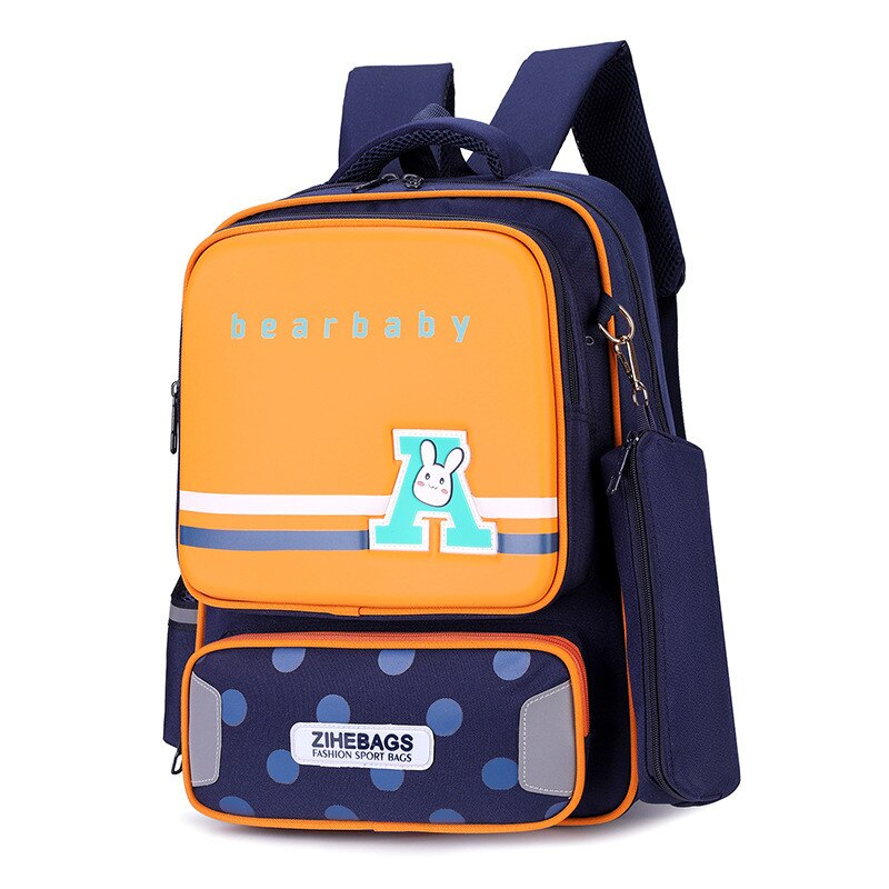 Cartoon Blue School Bags Backpack for Girls Boys Children Orthopedic Backpack Reflective Strip Mochila Infantil: yellow