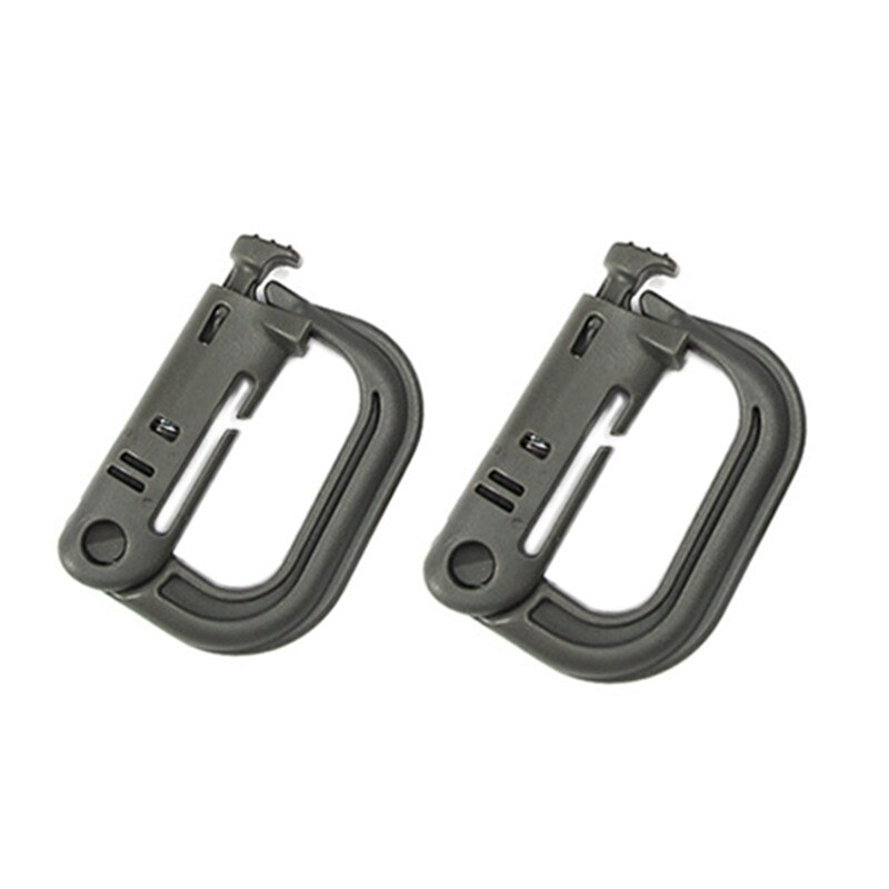 4pcs Climbing Carabiner D-shape Buckle Locking Ring Plastic Clip Snap Buckle Carabiner Keychain ITW Fastener Hiking Bag Buckle: 2pcs grey