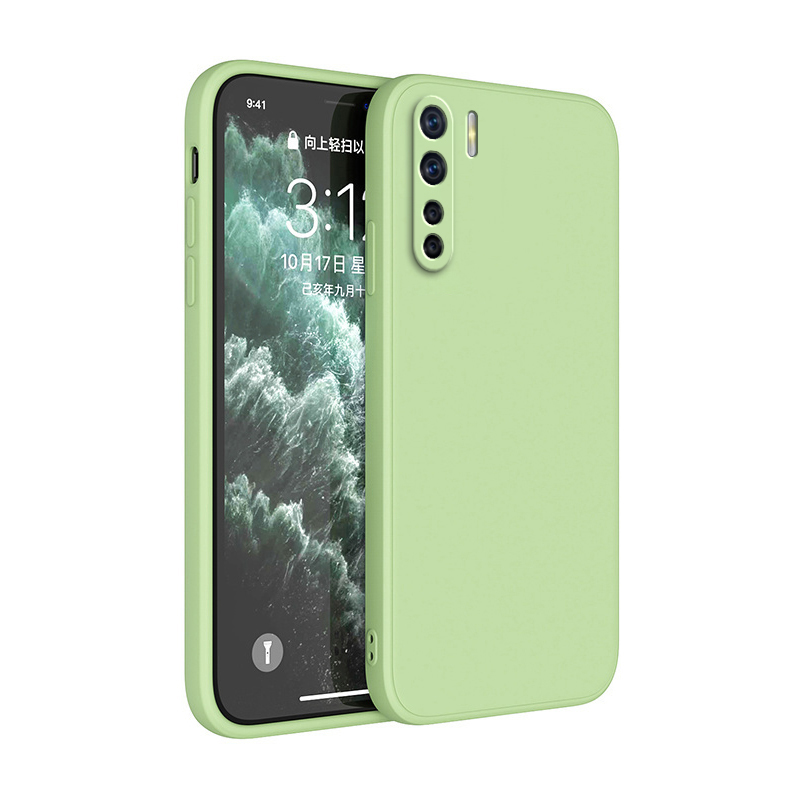 Coque souple originale pour OPPO A91, Protection de caméra, Carcasa carrée en Silicone liquide, luxe, , classique, Funda: green