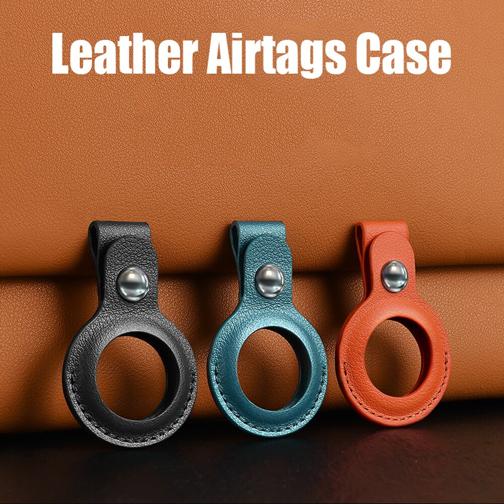 Læder airtag holder til apple airtag etui air tag nøglering etui beskyttende cover shell tracker anti-ridse