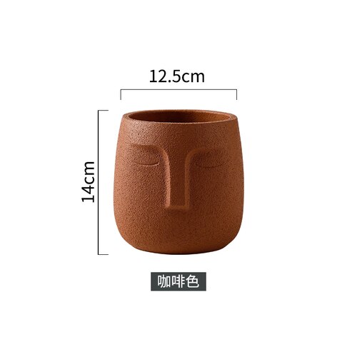 Portrait spartiate fleur vase avec trou table fleur vase terrazzo pot support moderne décor homme tête fleur pot: tan 14cm