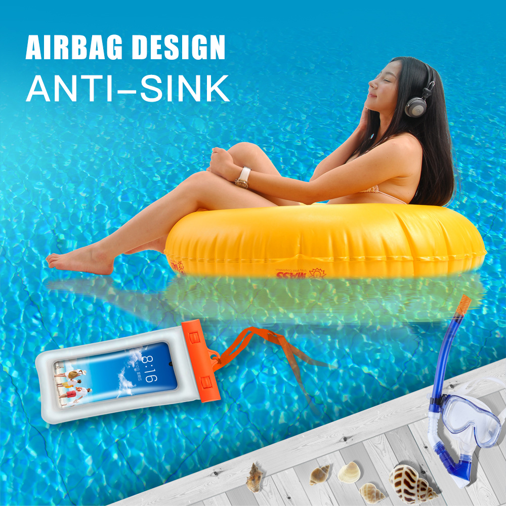 Bolsa de teléfono impermeable de Trekking por río desbloqueo de huellas dactilares bolsa de aire flotante para teléfono bolsa de agua de playa de buceo al aire libre