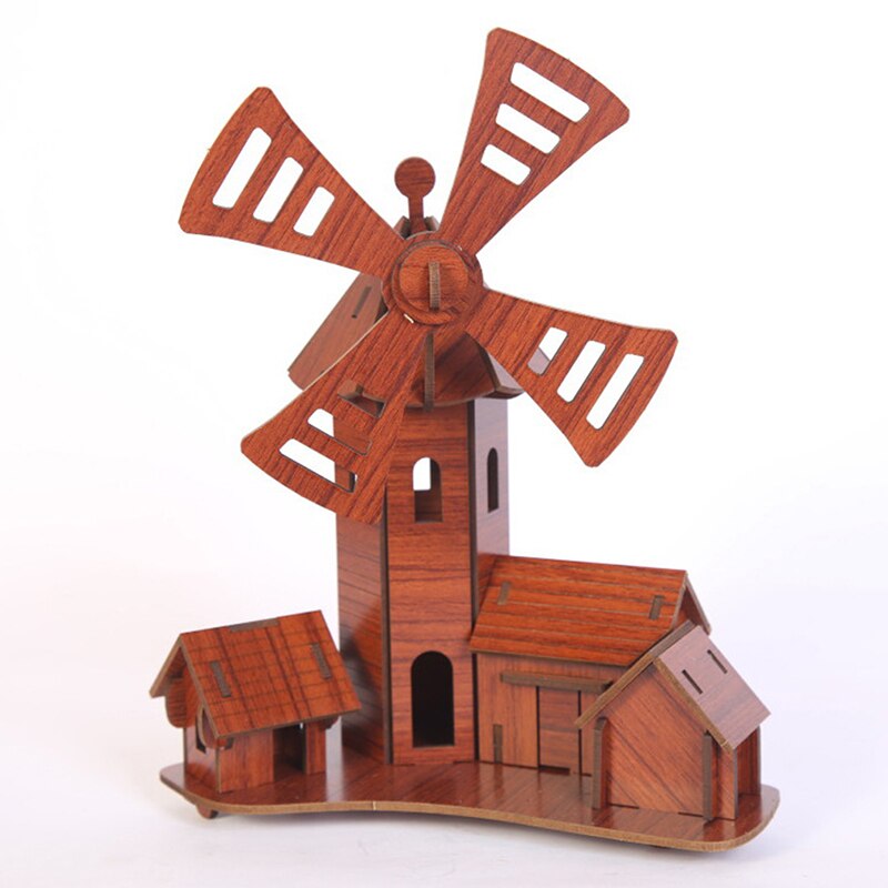 3d DIY Windmolen Papier Gebouw Puzzel Educatief Speelgoed Voor Kinderen Leren Onderwijs Puzzel Speelgoed Puzzel Voor Kinderen: red