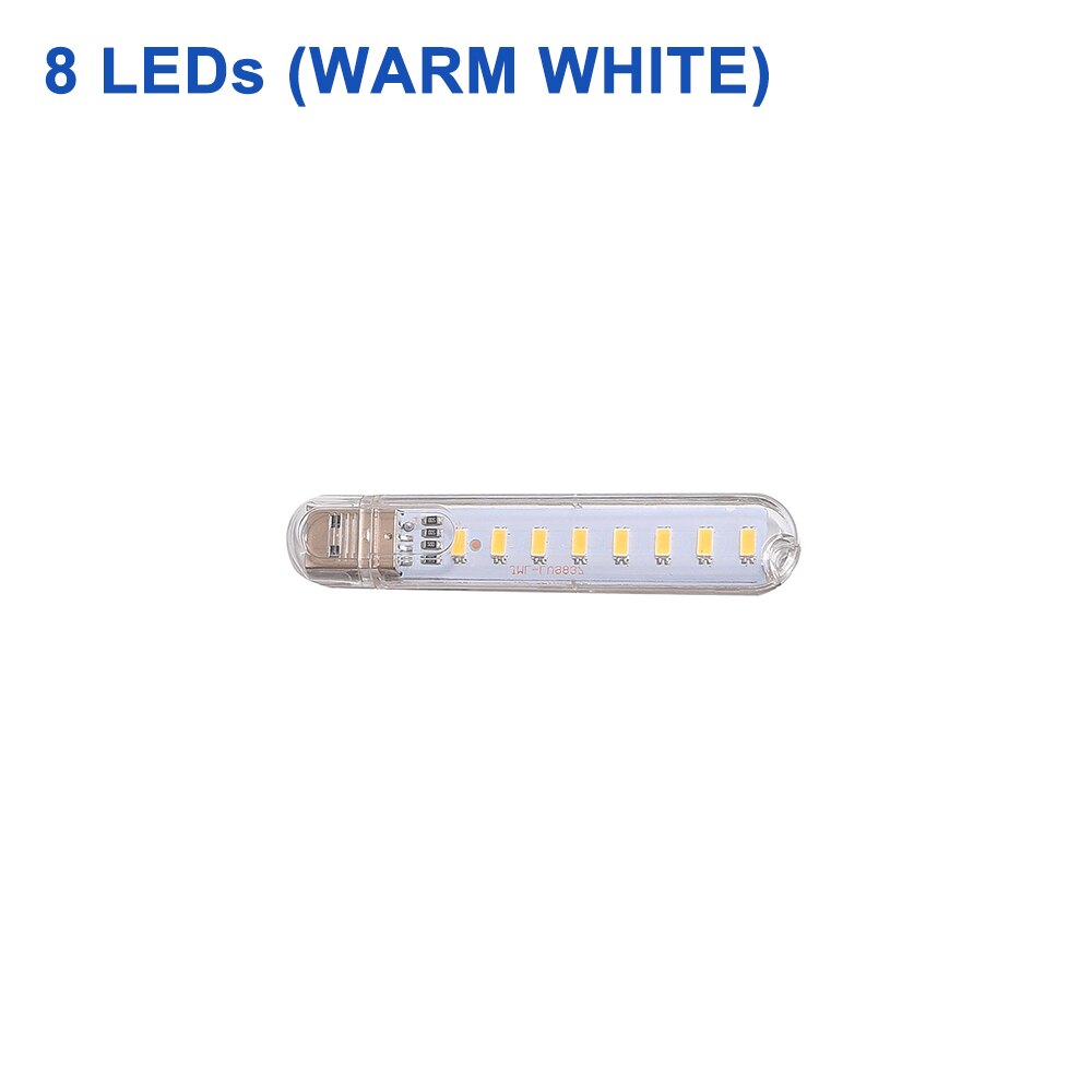 Mini luz LED nocturna portátil de 5V CC, 10LED, 24LED, lámpara de mesa de lectura USB, poste de extensión flexible, adaptador de enchufe estadounidense, luces de libro: RGB