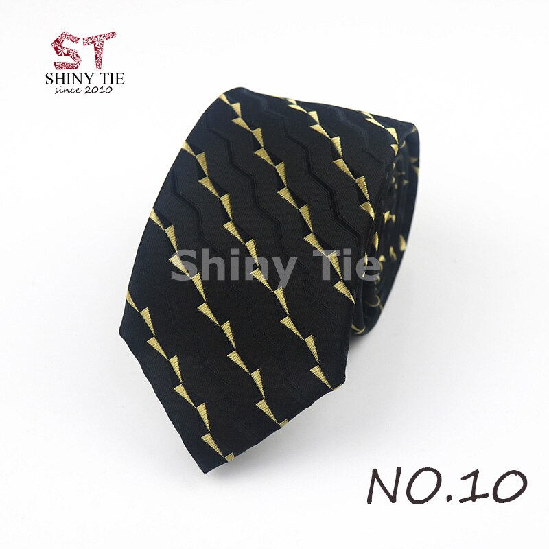 Menns polyester slips formell 7cm stripete hals slips business svart blå vintage gravatas for bryllupsfest dress: 10