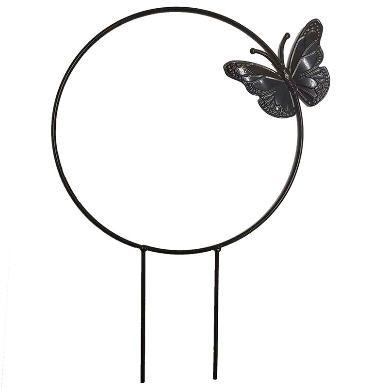 Metal Plant Trellis Support Wire Decorative Plants Climbing Holder Rack Metal Plant Trellis Support B99: Round / black