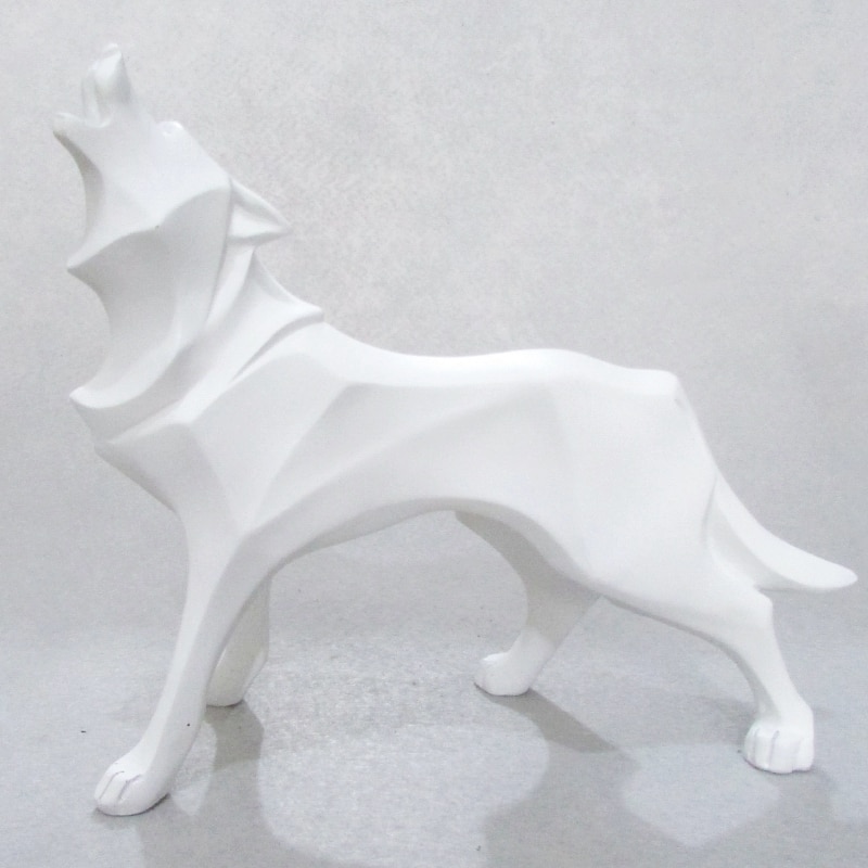 Statue de chien de loup, Totem abstrait, Sculpture géométrique en résine, accessoire de décoration moderne, artisanat,
