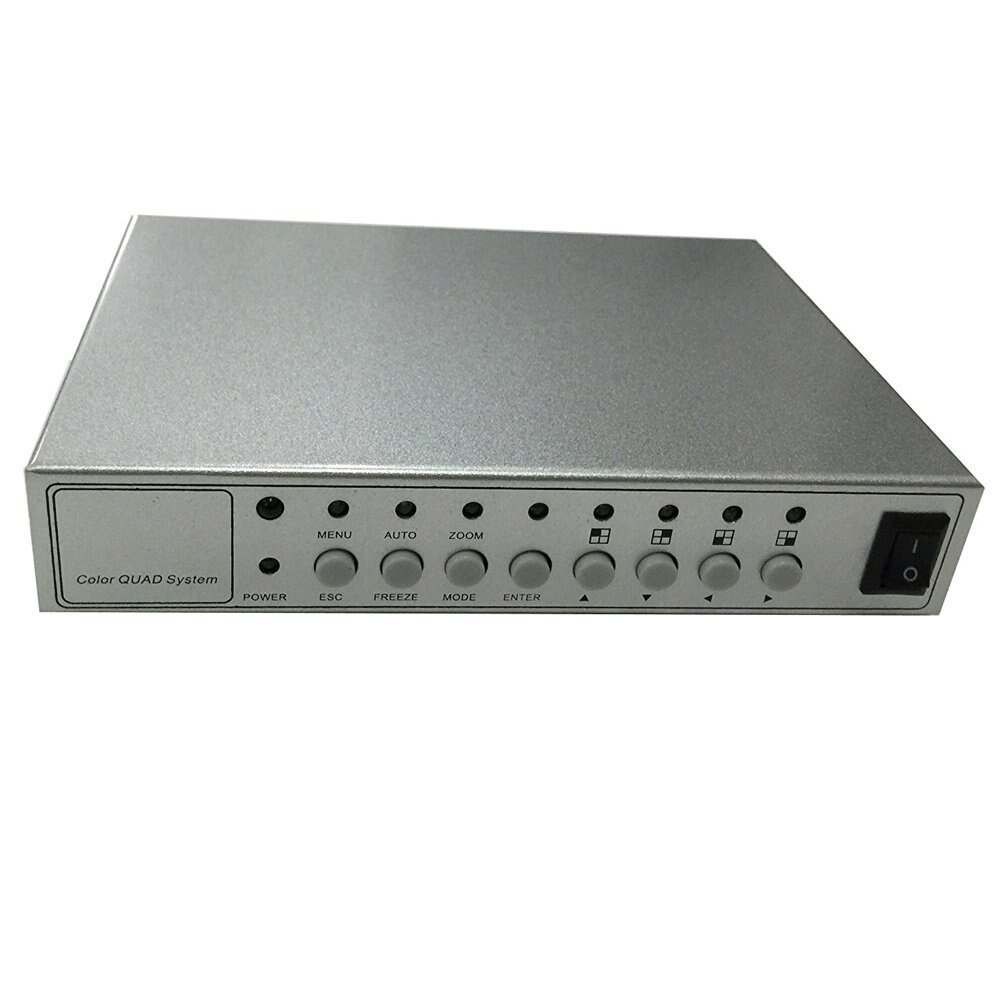 Podofo Metal Shell HD Color Video Quad Splitter Processor System Kit CCTV Video Camera Switcher Remote + Control 6 BNC Adapter