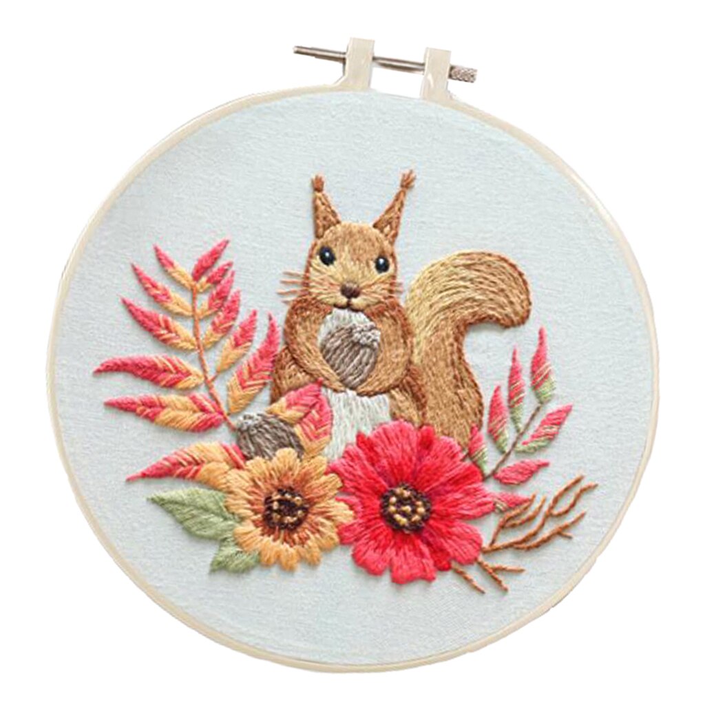 Eekhoorn Borduurwerk Starter Kit Bloem Patroon Kruissteek Hoepel Handwerkpakketten