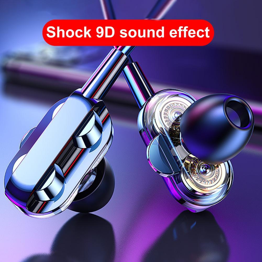 Universal Wired 3.5mm Jack Headset Double Horn 6D Stereo Heavy Bass Music Earphones With Microphone Handsfree In-ear Earbuds