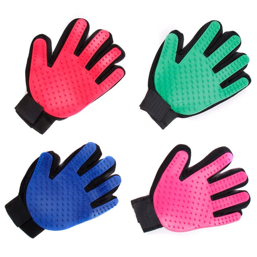 Guante de aseo para mascotas, guantes para depilación, guante para el pelo, guante mágico para eliminar el vello, guante para el cuidado del cabello azul