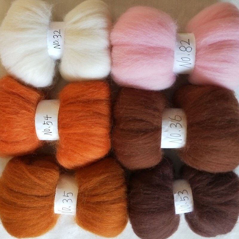 WFPFBEC wol voor vilten merinowol fiber 20g/kleur 6 kleuren totaal 120g NR 4