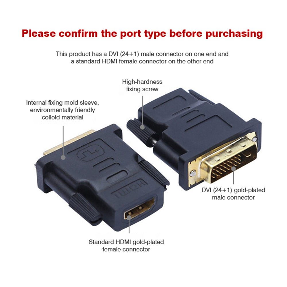DVI to HDMI Adapter DVI 24+1 to HDMI-Compatible DVI Male to HDMI-compatible Video Converter for HDTV PC Projector