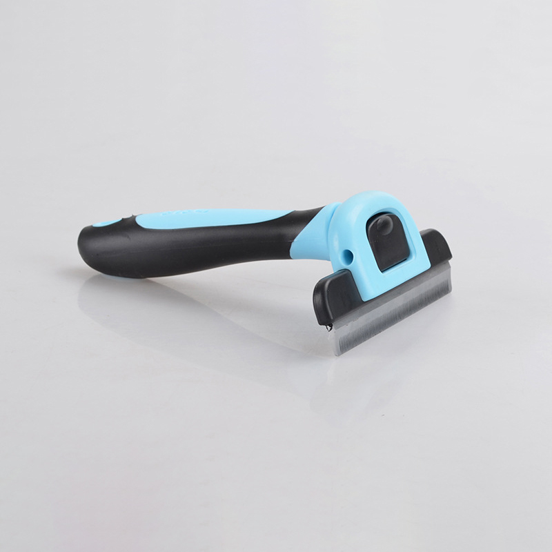 Peigne de toilettage pour chien et chat, brosse à poils amovible en acier inoxydable, accessoire de toilettage pour animaux de compagnie: Bleu / S