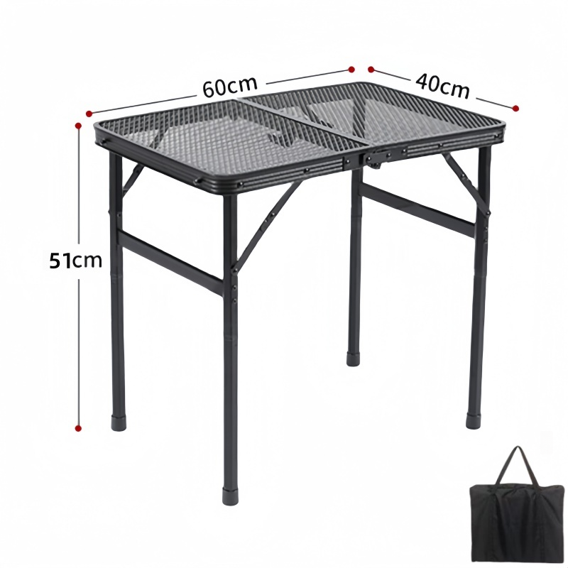 Fällbart utomhusbord, bärbart picknickbord, campingbord i aluminiumlegering, rutnätsbord, slitstarkt och starkt bärförmåga: Ljusgrått