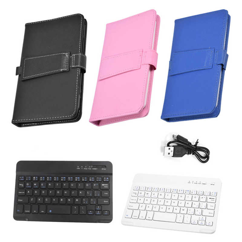 Universal Wireless Bluetooth Keyboard Flip Case Cover Met Stand Voor Ios/Android Telefoons