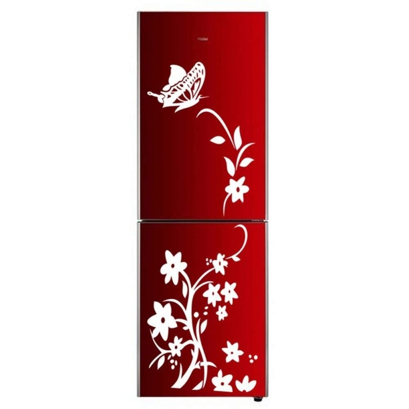 Fjäril blomma kylskåp tapet heminredning väggmålning diy konstdekal barnrum kök klistermärke: Vit