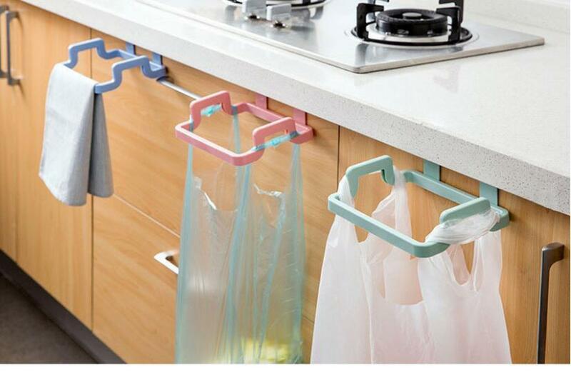 1pcs Portable Garbage Bag Kitchen Storage Hanging Trash Garbage Rubbish Kitchen Carrier Plastic Bag Bin Sack Hanger Holder