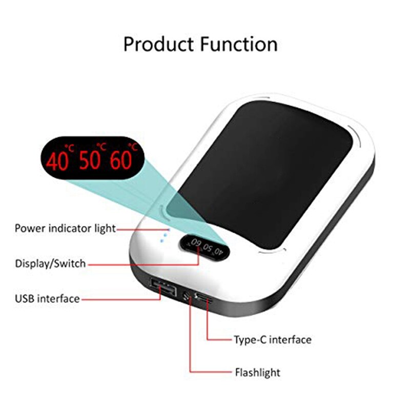 Hands 7800MAh USB Power Bank＆Flashlight Heater for Camping Warmer