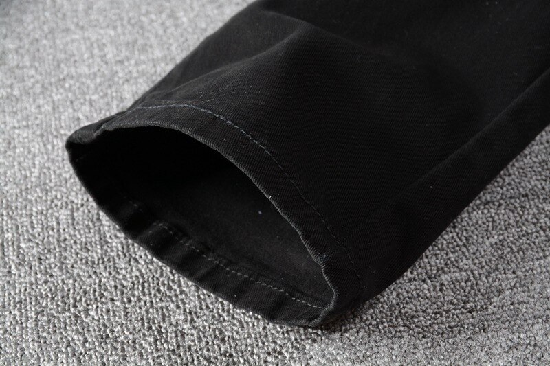 Grote maat 28-40 streetwear heren zwarte figuur digitale print stretch denim broek slim fit gescheurde jeans herenbroek