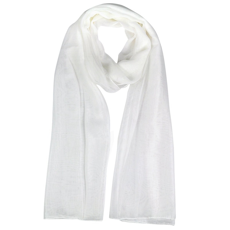 Bufanda larga de gasa para mujer, pañuelo para el cuello y la cabeza, suave, color blanco, a la: Default Title