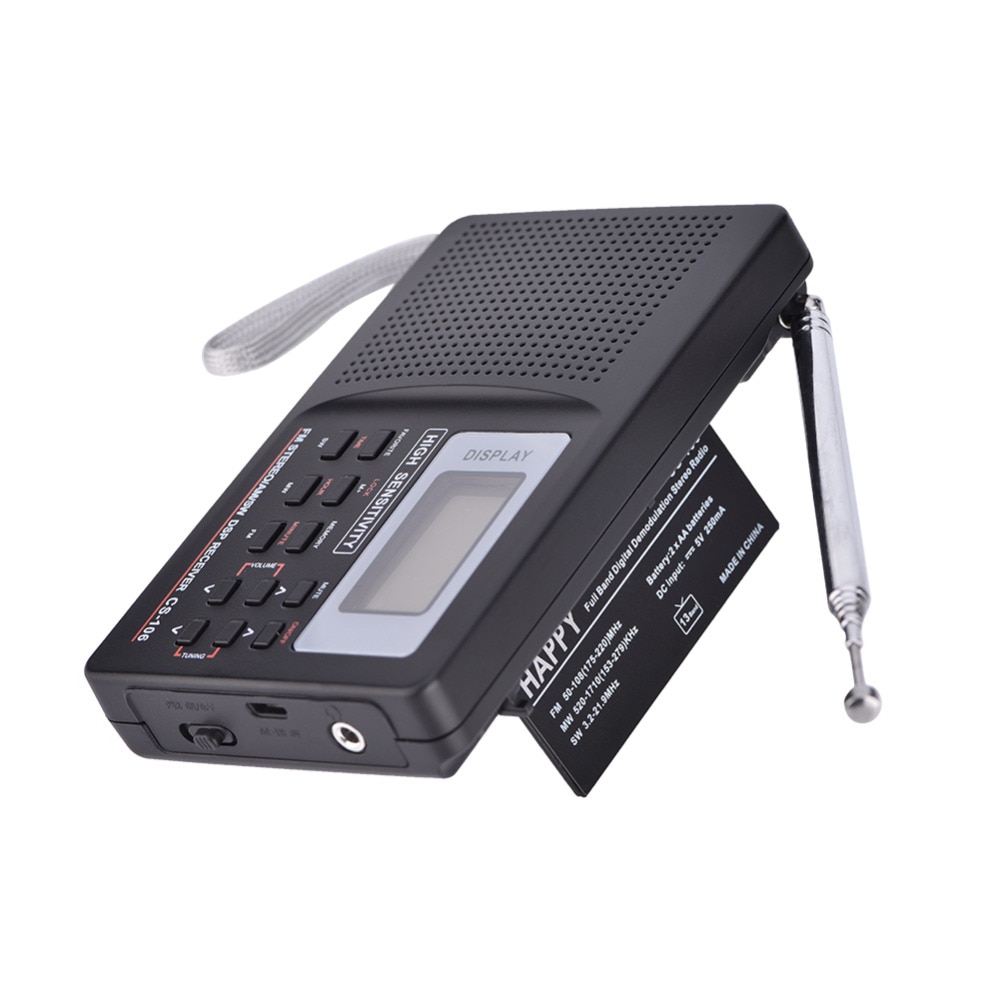 Portable Mini Digital Radio FM/AM/SW/LW/TV Sound Full Frequency Receiver Receiving Radio with Earphones