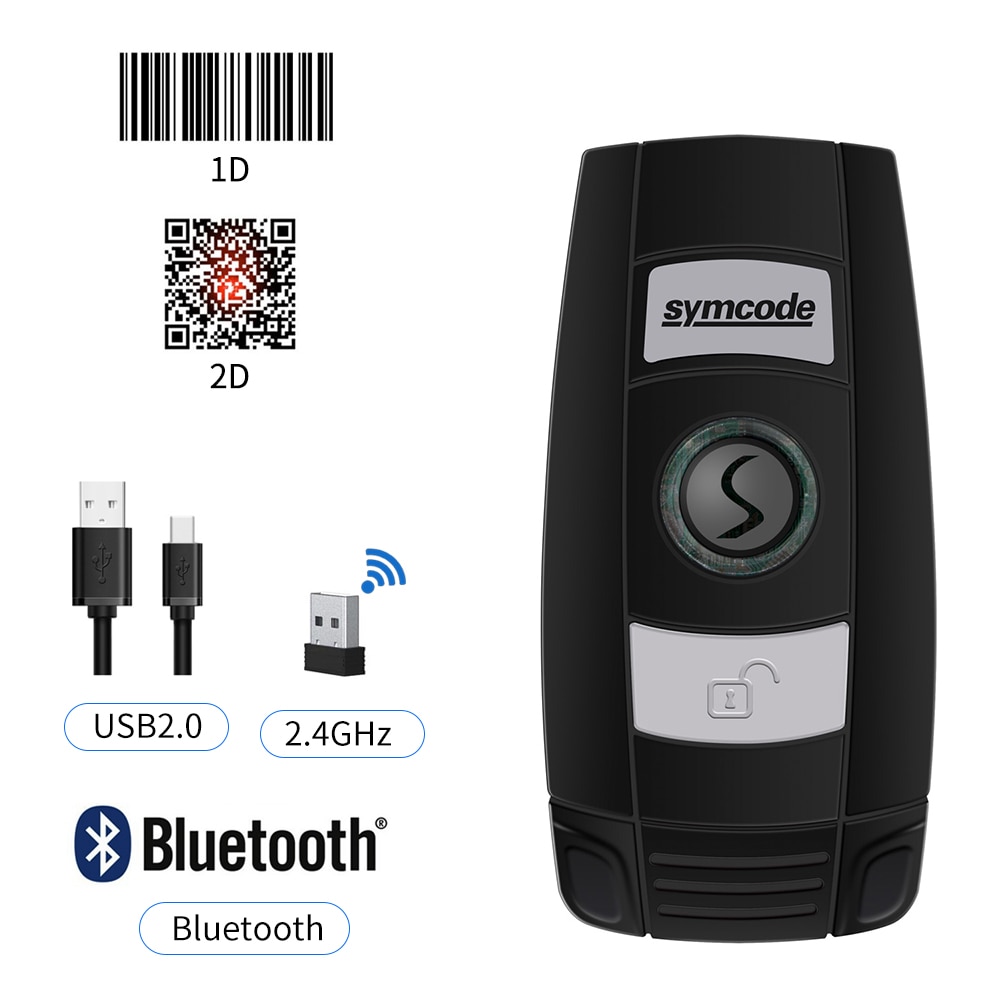 CCD/2D Draadloze Bluetooth Barcode Scanner Draadloze QR Reader, 16M Opslagruimte, USB Bluetooth 2.4G Draadloze 3 in 1 Verbindingen