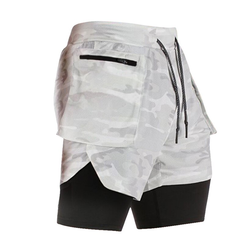 Telefoon-Pocket Running Shorts Mannen 2 In 1 Gym Shorts Mannen Camouflage Sport Fitness Shorts Workout Training Tennis korte Broek