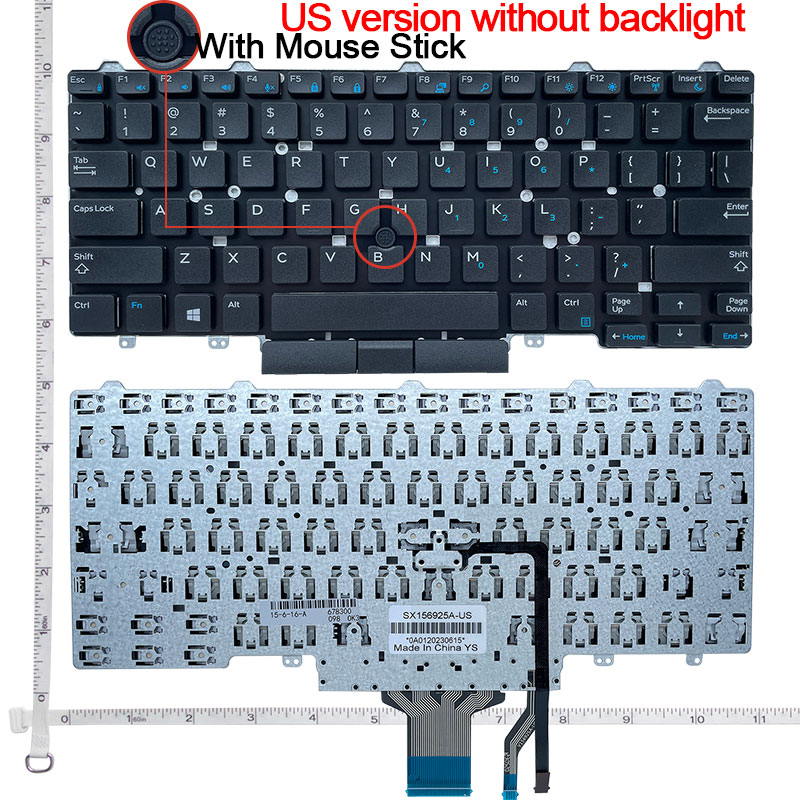 Nuova tastiera per computer portatile inglese usa/BR/RU per dell latitudine 3340 3350 5480 5488 5490 7480 7490 E3340 E5450 E5470 E7450 E7470 P72G: Marrone