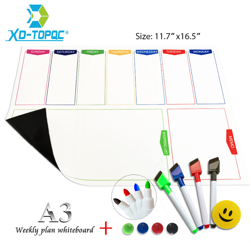 Ugeplan whiteboard  a3 opslagstavle 29.7*42cm magnetisk kalender fleksibel børn tegning hvid køleskab magnet køkken memo board