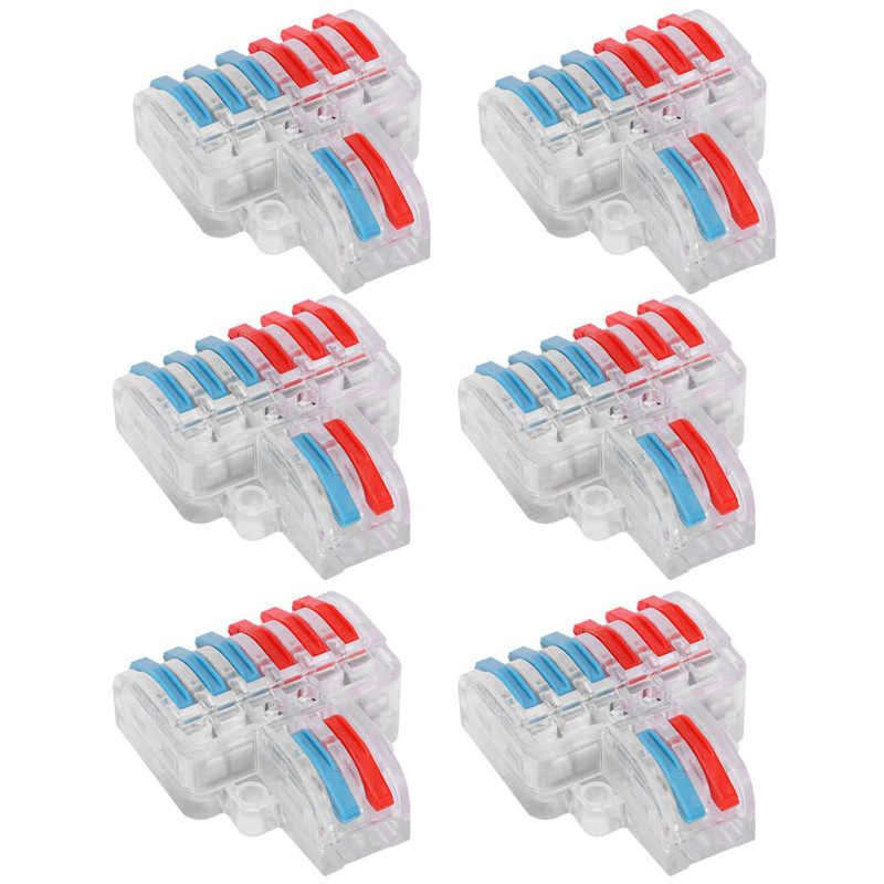 10pcs Electrical Connectors Wire Block Quick Splice Terminal Blocks 2 Inet 6 Outlet LT-623 Transparent Fast Wire Connector