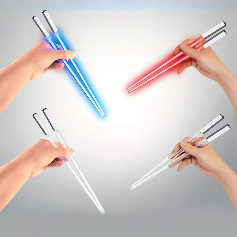 1Pair LED Lightsaber Luminous Chopsticks Detachable Washable Reusable BPA Free Tableware For Kitchen Dinner StarWar Theme Party