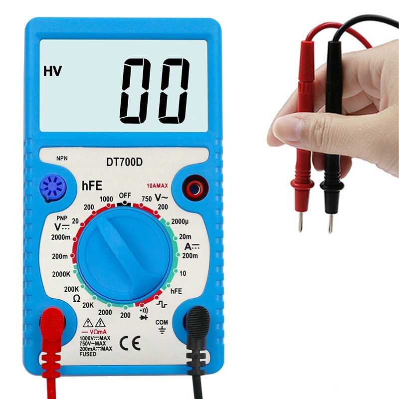 1Pcs DT700 Digitale Multimeter Tester Voltmeter Meten Stroom Weerstand Temperatuur Meter AC DC Amperemeter Test Lead Probe