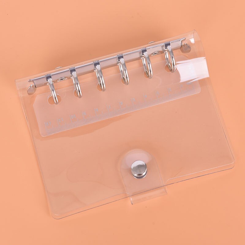 Carpeta de archivadores de plástico PVC transparente, carpeta de suministros para escuela y oficina, cuaderno A5/A6/A7, anilla de hojas sueltas, 1 unidad