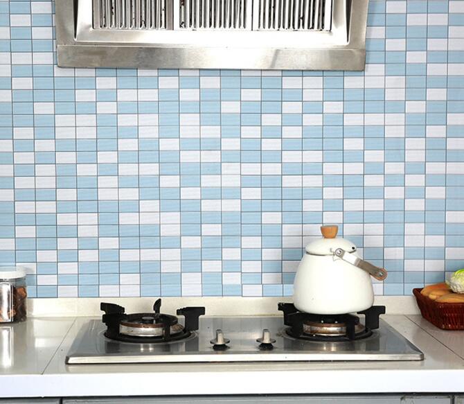 Keuken Backsplash Tegels Pvc Mozaïek Behang Badkamer Waterdicht Muurstickers Zelfklevende Contact Papier Pvc Vinyl Home Decor: Blue