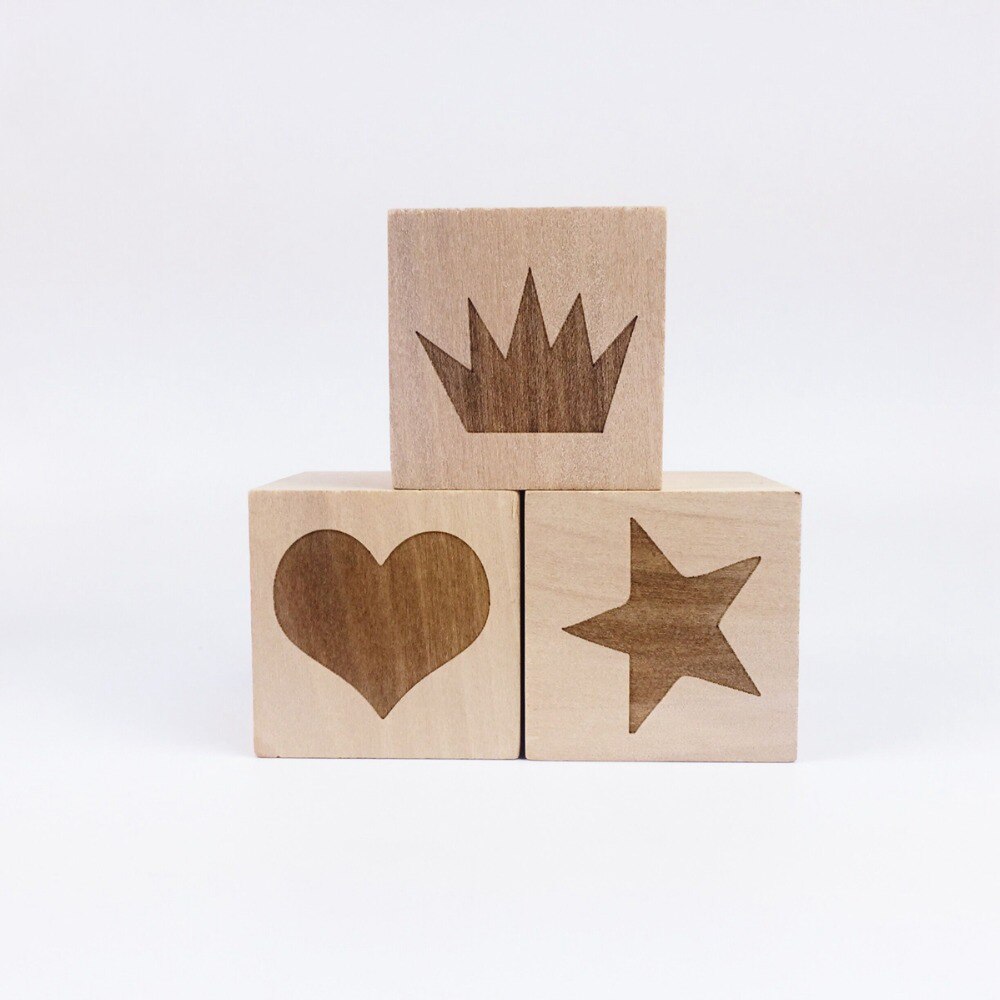 Baby holz beißring naments 4 cm Einfarbig Holz carving muster Umweltfreundliche krone liebe Stern beißringe handmade Platz spielzeug