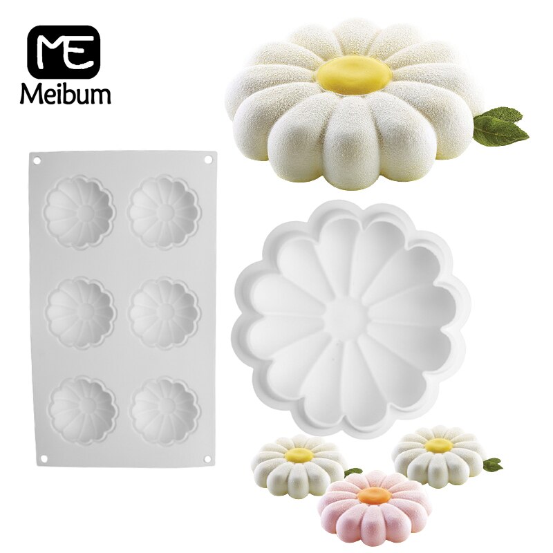 Moldes de silicona para pasteles con de margaritas, 1 o 6 celdas, juego de utensilios para hornear postres, molde para Mousse de cocina, herramientas de pastelería para fiestas