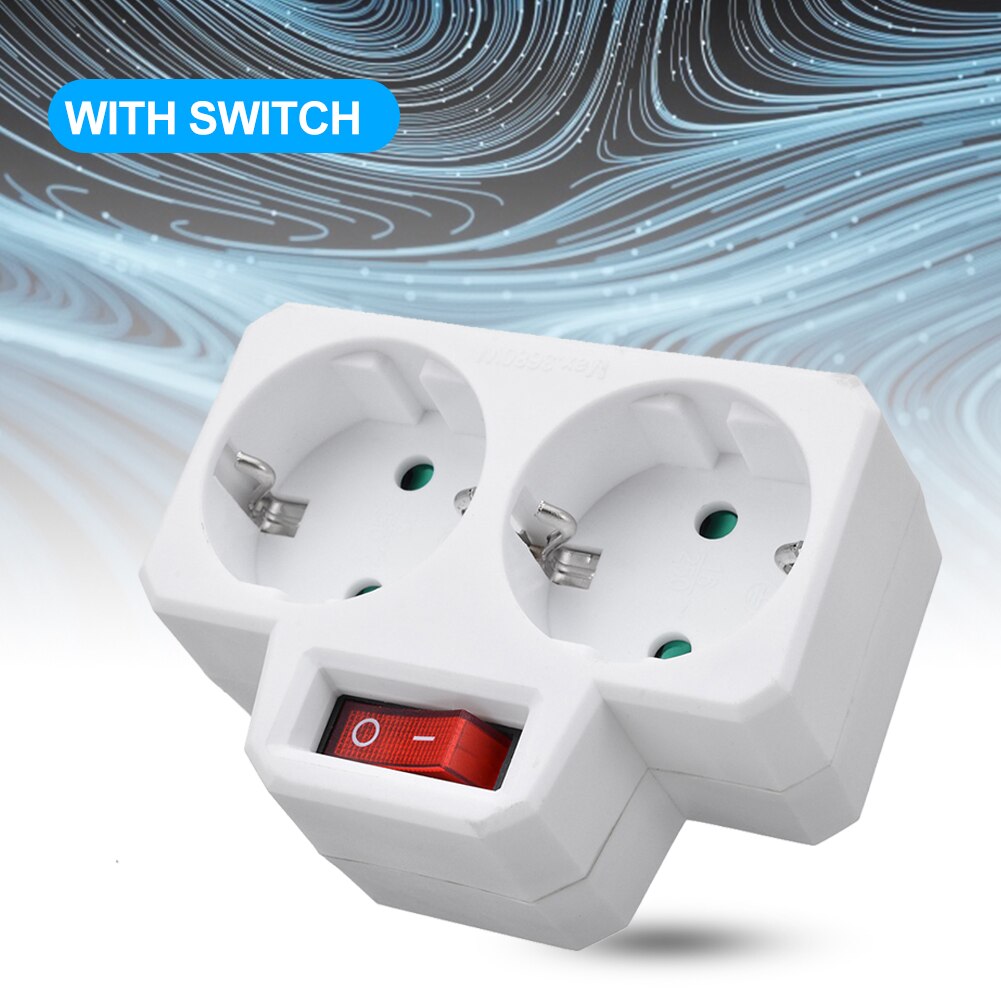 German Style Power Extension 1 to 2 Way Double Socket Conversion Socket with Outlet Switch Plug Power Adapter