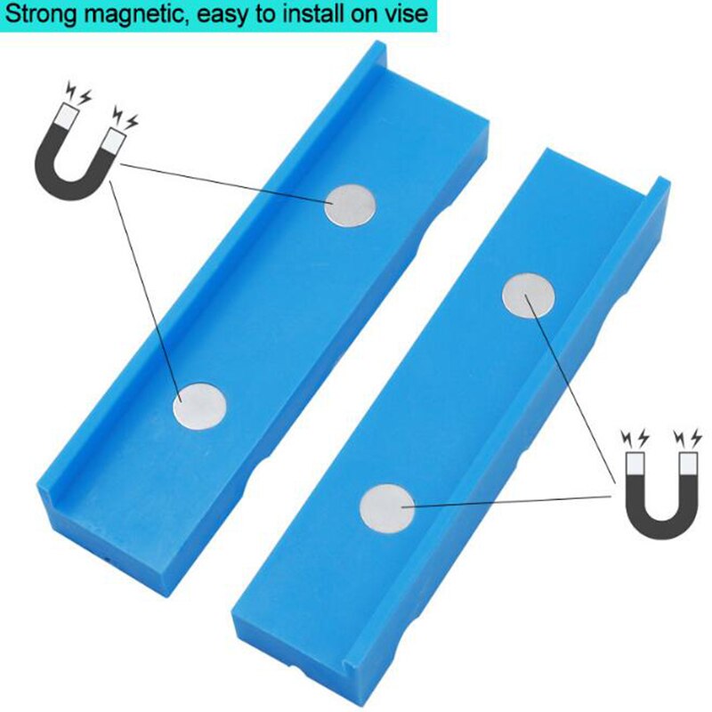 2pcs Magnetic Bench Vise Jaw Pads 5.5 Inch Vise Protection Strip Grips Bench Vise Jaw Clamps