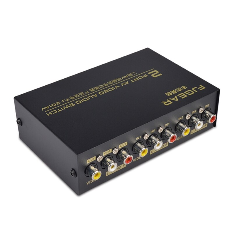 2 Port AV RCA Switch 2 in 1 out Composite Video L/R Selector Box for DVD Player Y5GE