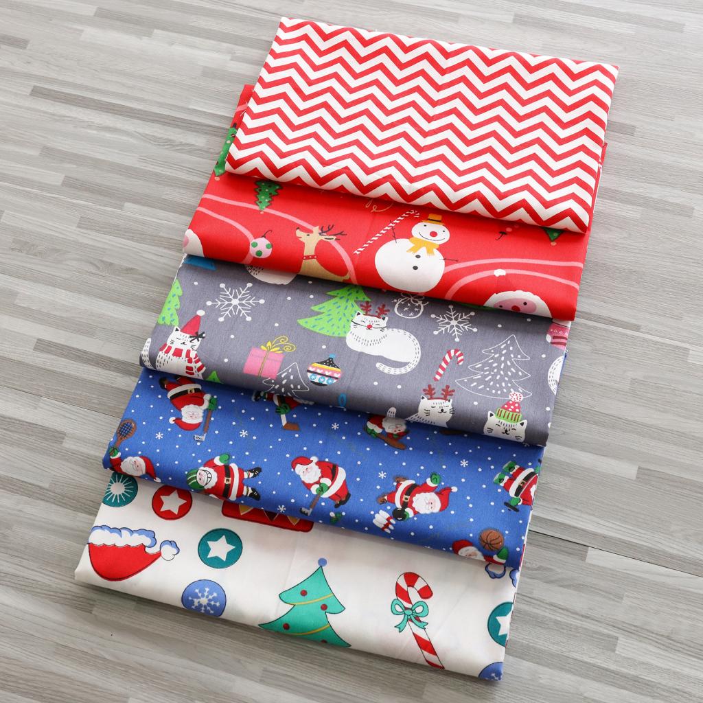 5x 25cm Christmas Fabric Patchwork Cotton Squares Bundle Sewing Quilting, Craft Fabric Bundle Squares Patchwork DIY Scrapbooking: Snowman
